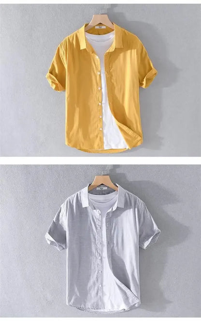 Relaxed Japanese Style Linen Shirt – Breezy Summer Comfort with Artistic Charm