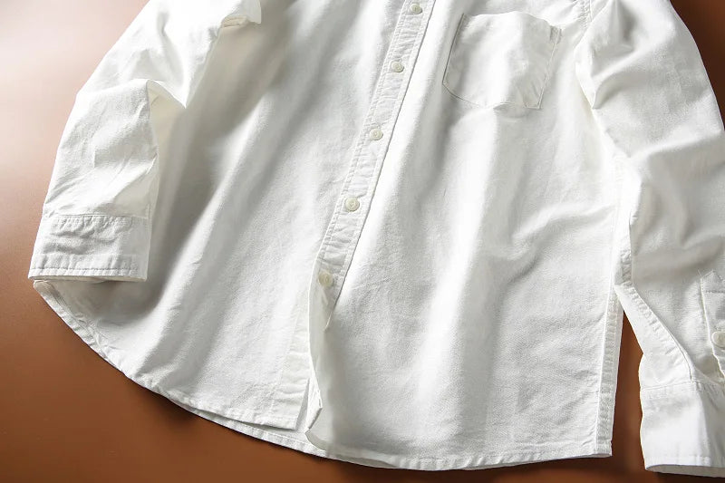 Japanese Short Sleeve Loose Fit Ox Cloth Men's Breathable Cotton