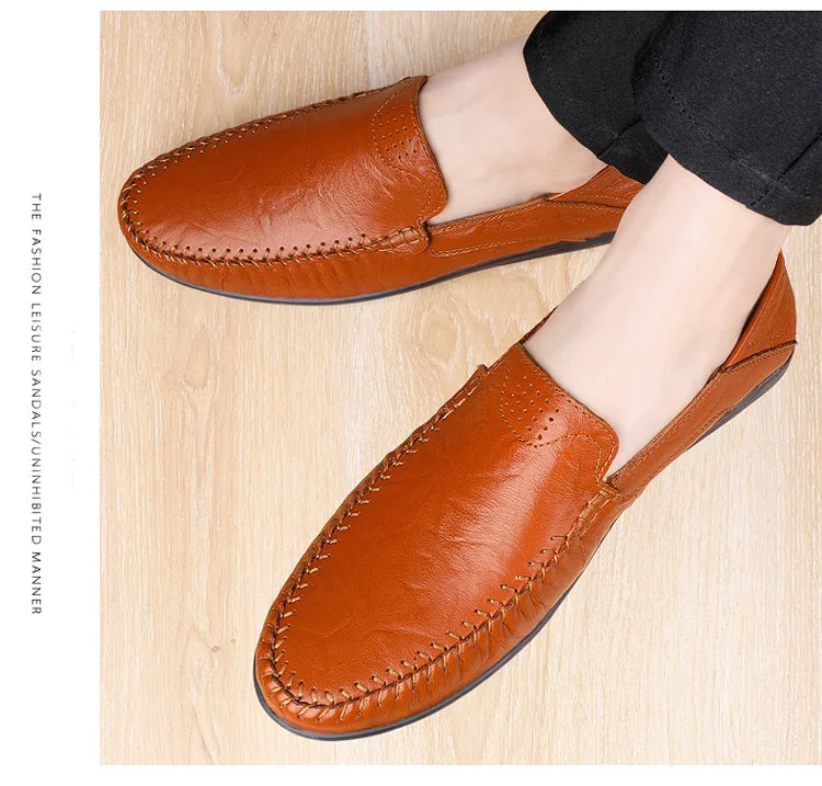CLOHOO Men’s Business Casual Leather Shoes – Comfortable Breathable Cowhide with Durable Rubber Sole
