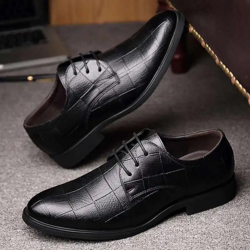 Men’s Leather Shoes – Classic Autumn Business Dress Shoes, British Style Comfort Casual Formal Wedding Footwear