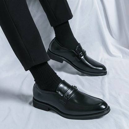 Men’s Formal Leather Loafers – Classic Slip-On Round Toe Dress Shoes