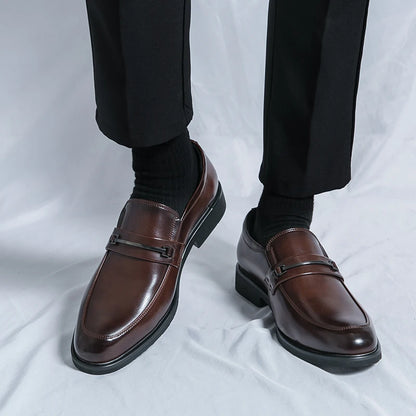 Men’s Formal Leather Loafers – Classic Slip-On Round Toe Dress Shoes