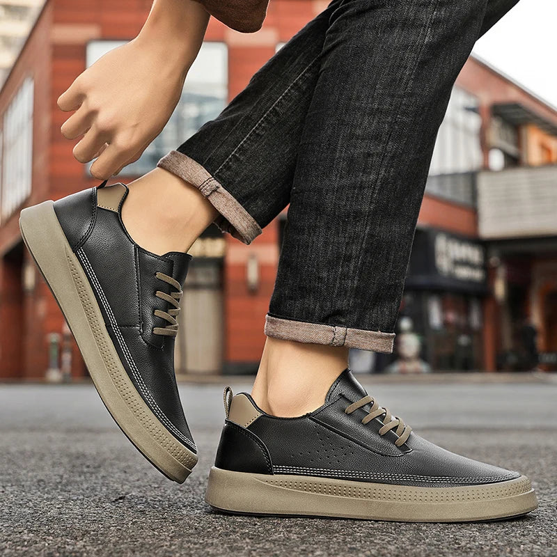 Outdoor Leather Men's Casual Shoes Fashion Breathable Slip-on man Loafers Comfortable Lazy Shoes Soft Flat Driving Walking Shoes