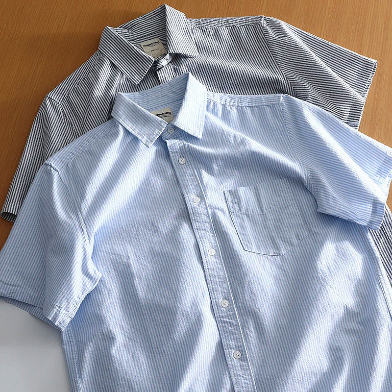 Classic Cotton Oxford Shirt – Effortless Stripes for Smart Summer Style