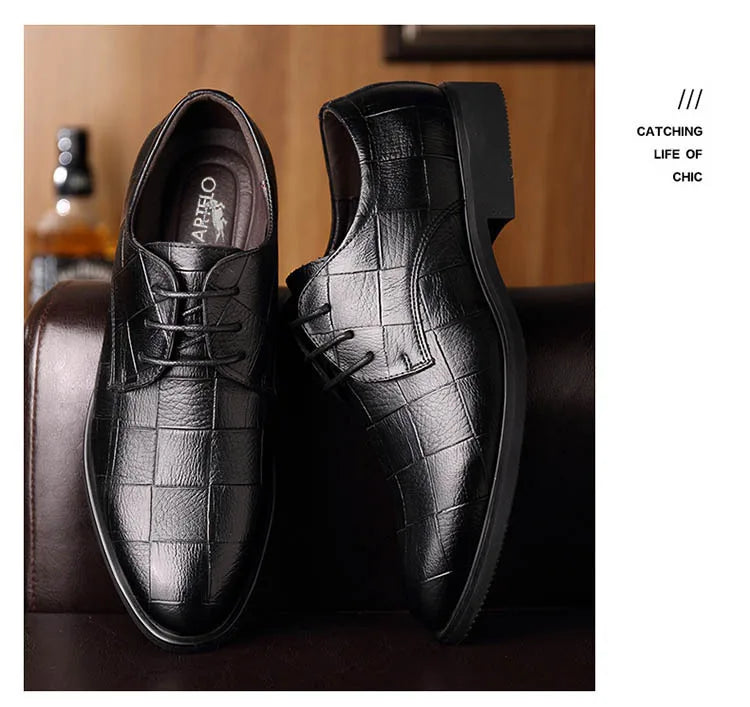 Men’s Leather Shoes – Classic Autumn Business Dress Shoes, British Style Comfort Casual Formal Wedding Footwear