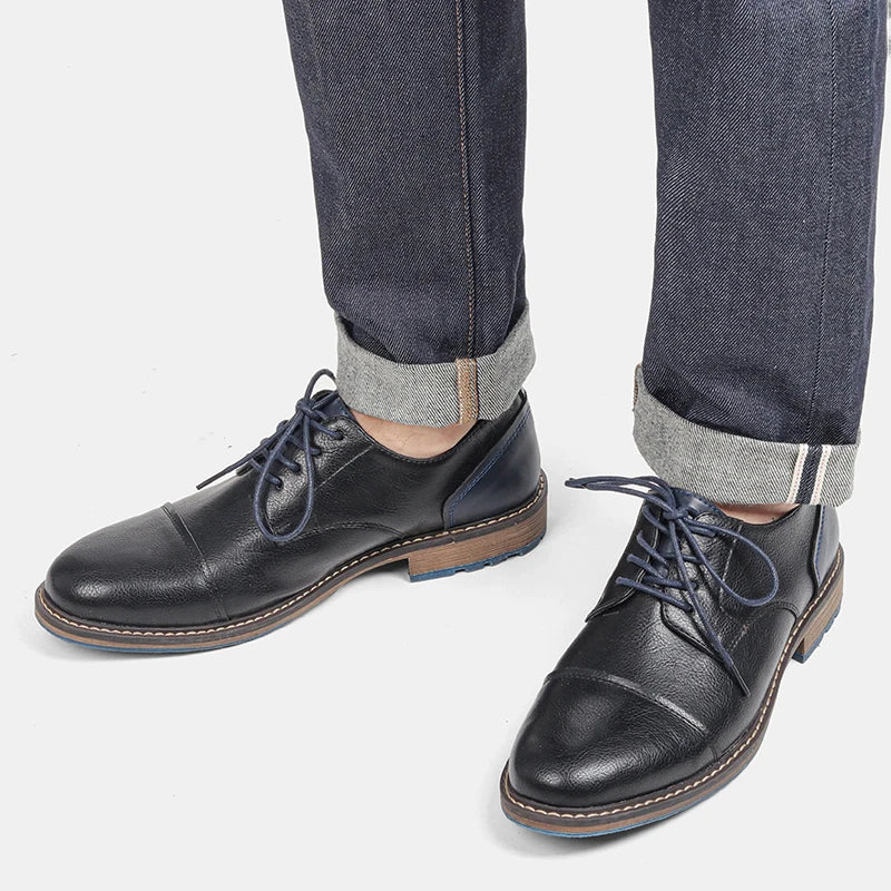 Retro Men's Derby Shoes 2024 New Men Casual shoes Fashion Men Leather Shoes #AL6604