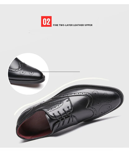 High Quality Height Increase Oxford Dress Shoes Men Genuine Cow Leather Suit Shoes Lift Brogues Wedding Formal Elevator Shoes