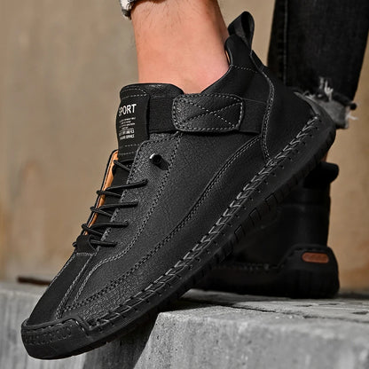 Handmade Leather Shoes for Men – Casual Slip-On Loafers, Breathable Fashion Moccasins, Comfortable Flats, Plus Sizes