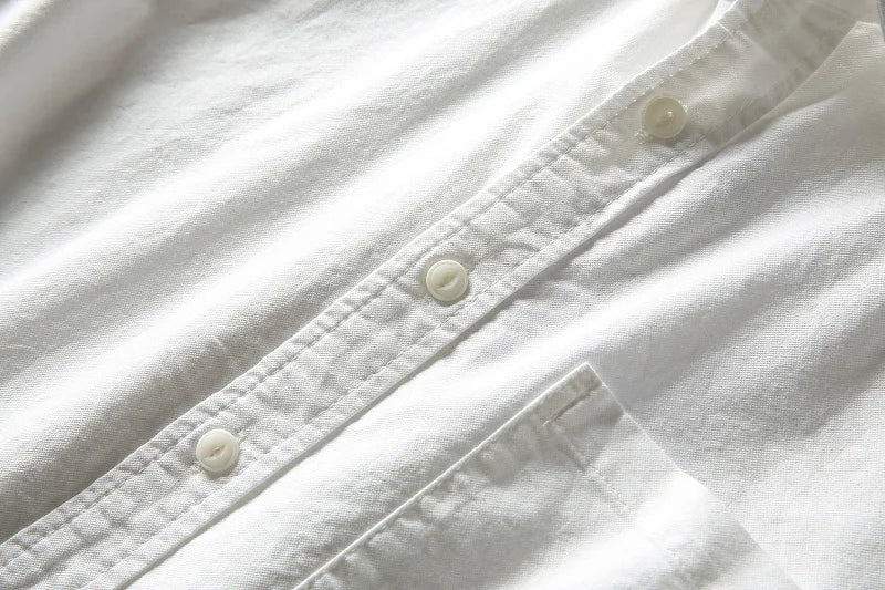 Japanese Short Sleeve Loose Fit Ox Cloth Men's Breathable Cotton