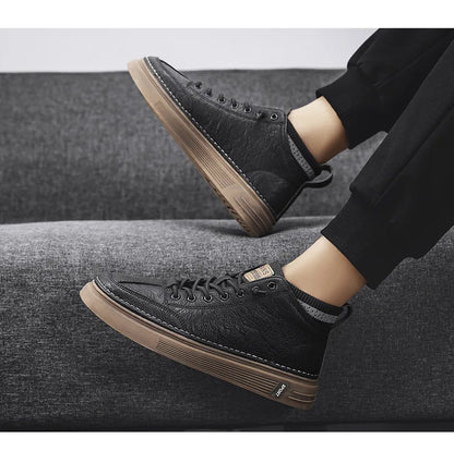 New Men’s Leather Chelsea Boots – High-Top Work & Casual Fashion Shoes, Versatile Trendy Ankle Boots