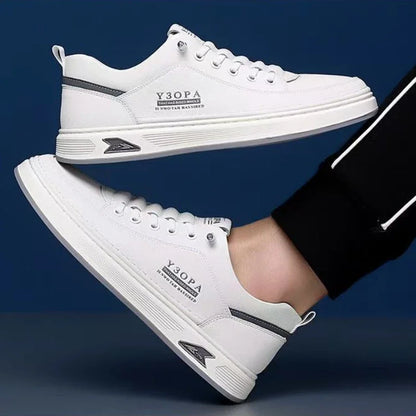 Leather Casual Shoes for Men – Breathable White Sneakers, Fashion Driving & Walking Tennis Flats, Italian Office Style