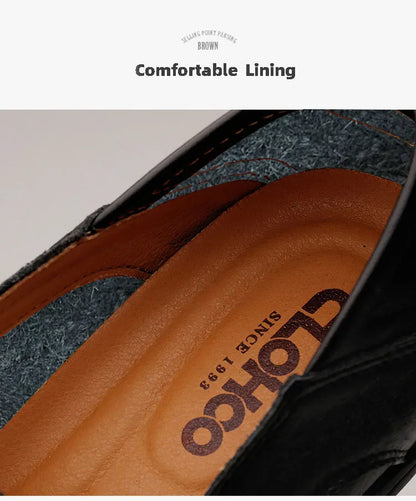 CLOHOO Men’s Business Casual Leather Shoes – Comfortable Breathable Cowhide with Durable Rubber Sole