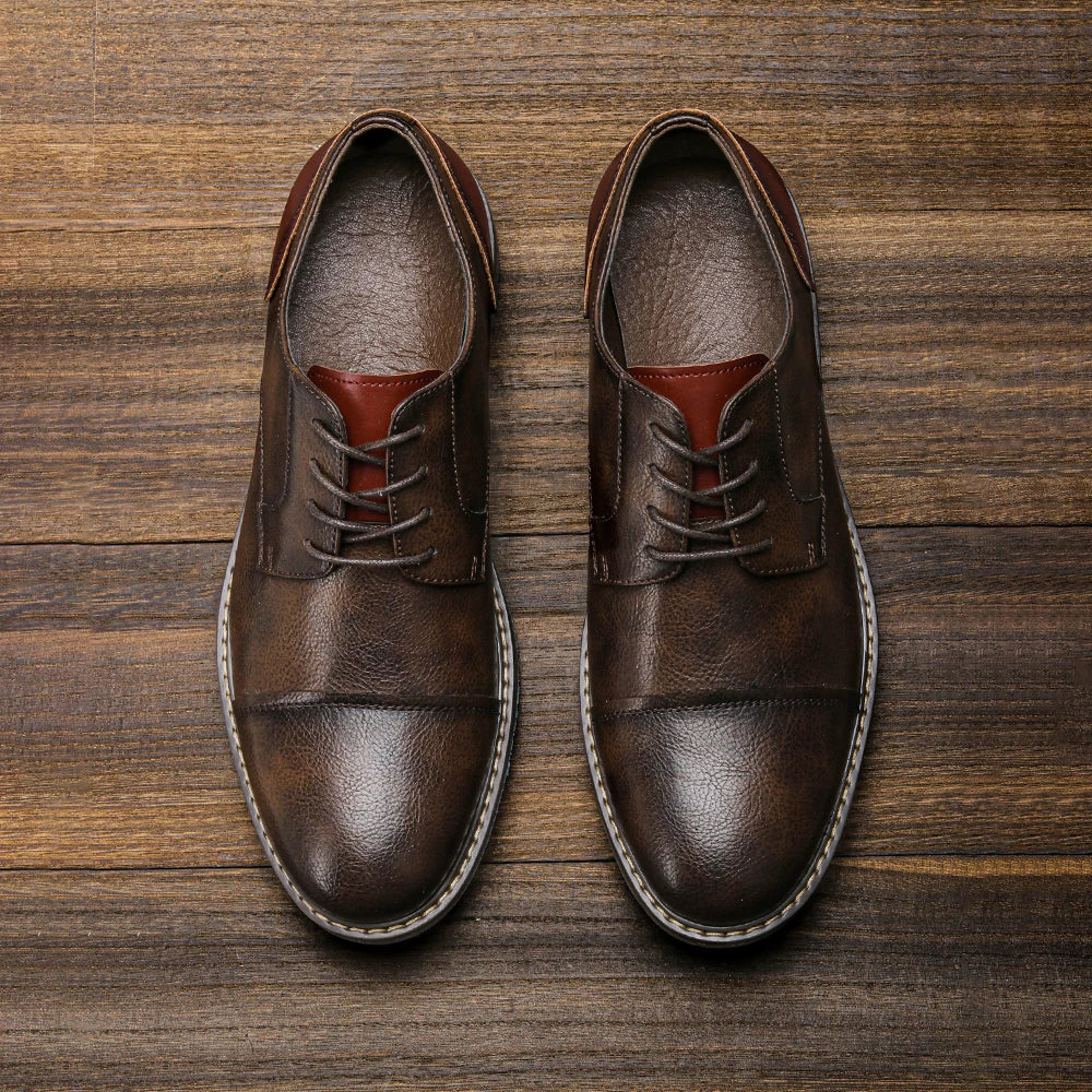 Retro Men's Derby Shoes 2024 New Men Casual shoes Fashion Men Leather Shoes #AL6604