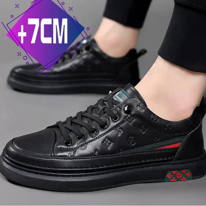 Men’s Genuine Leather Sneakers – 7cm Height Increasing, Casual Luxury