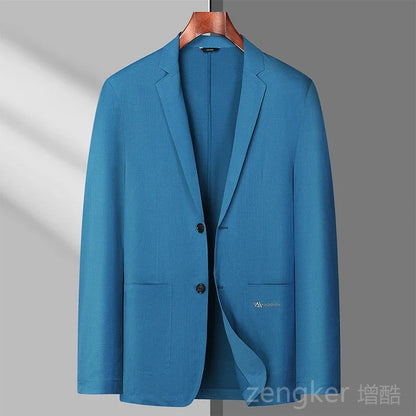 Men’s Ice Silk Summer Blazer – Lightweight Stretch Casual Suit Jacket in Plus Sizes up to 8XL