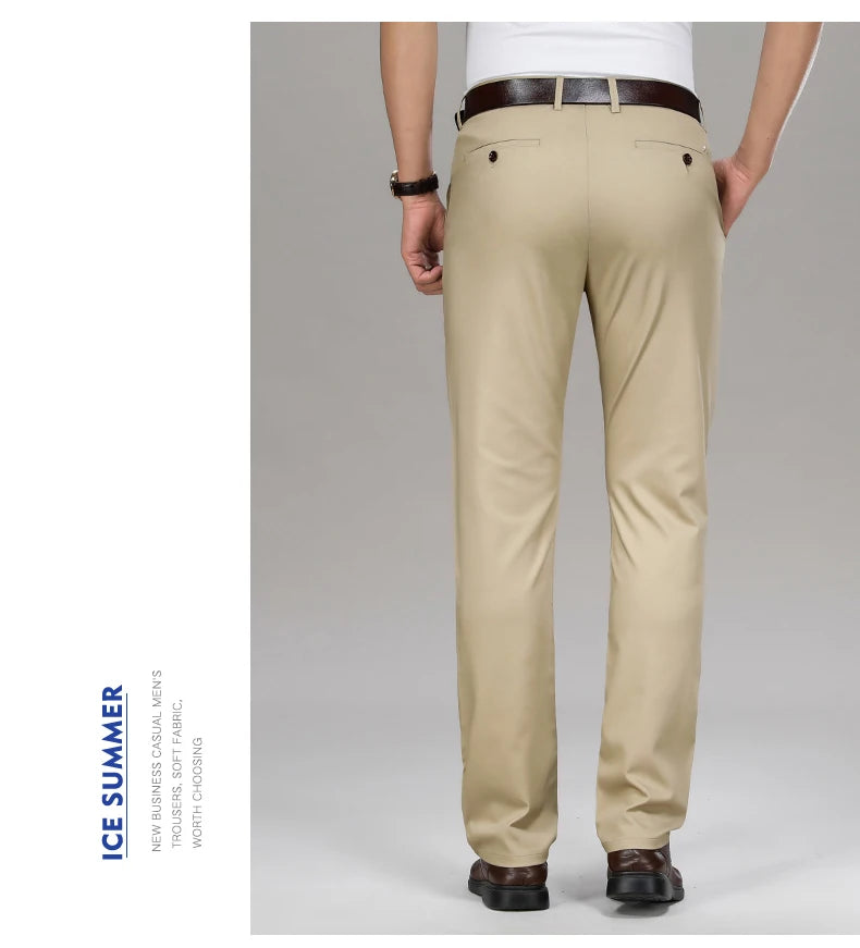 Cool & Comfortable Men’s Summer Trousers – Smart Bamboo Fiber Blend for Work or Casual