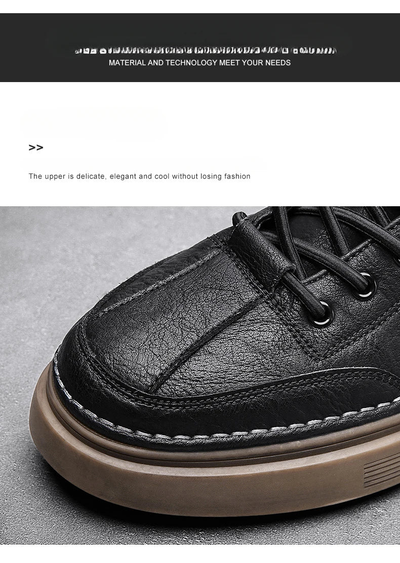 New Men’s Leather Chelsea Boots – High-Top Work & Casual Fashion Shoes, Versatile Trendy Ankle Boots